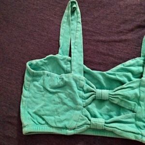 🎀Double Back Bow Teal Crop Top🎀